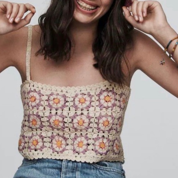 Zara Tops Zara Crocheted Daisy Top Xs Poshmark